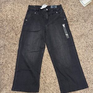 American Eagle Outfitters Black Wide-Leg Super High-Rise Stretch Jeans